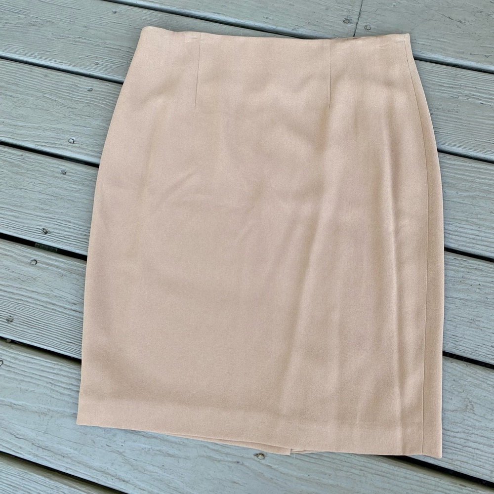 NWOT Rena Rowan - Elegant tan lined midi pencil skirt, Size: 10